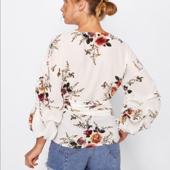 Tops Floral Wrap Blouse Nwot Poshmark